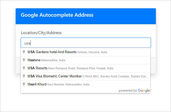 Google autocomplete address country restricted