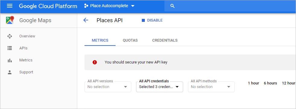 google autocomplete address - create API Key