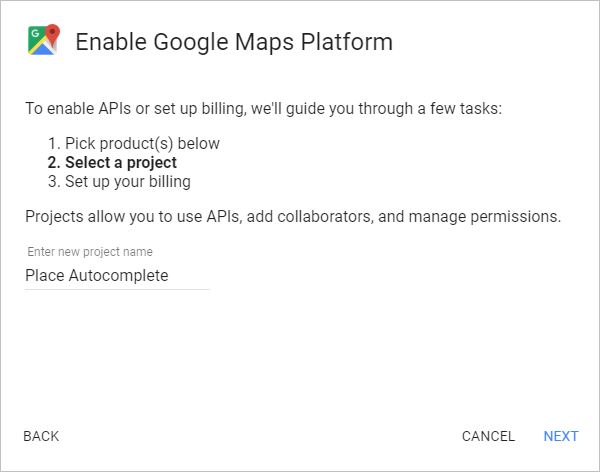 Create New Project in Google Maps Platform