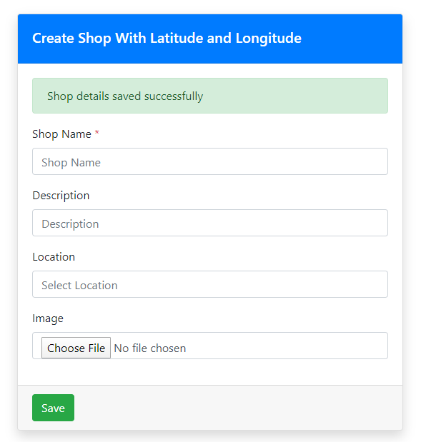 Form For creating shop near by location