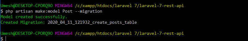 Create Model and Migration