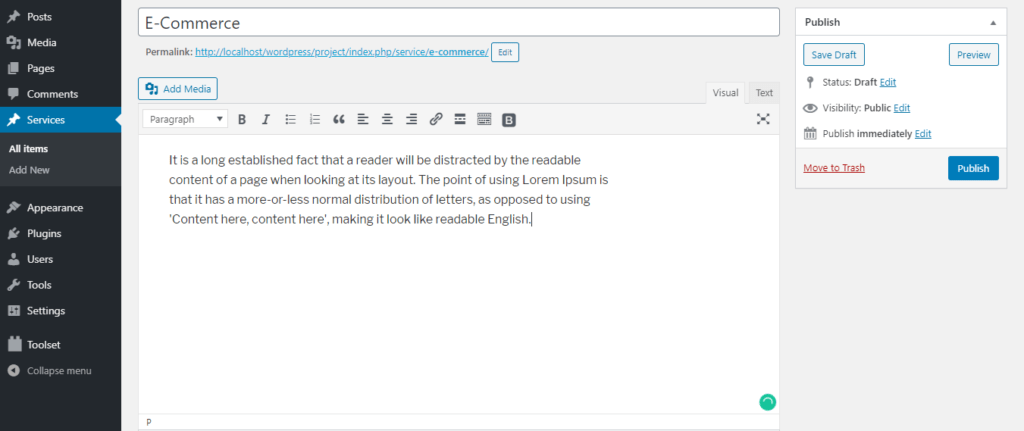 Create post in post types