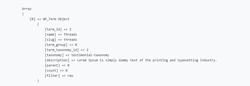 Taxonomy Term Array with Description