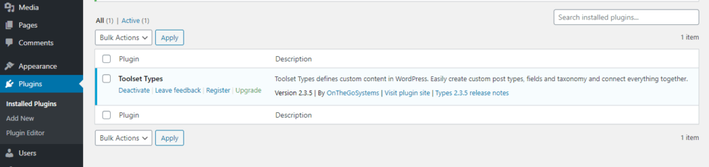 Toolset plugin