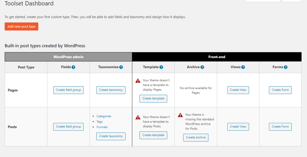 Toolset Types Interface