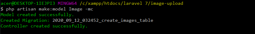 Create model migration and controller