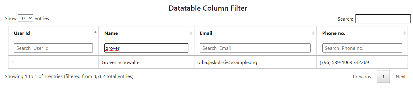 Yajra Datatable Column Filter
