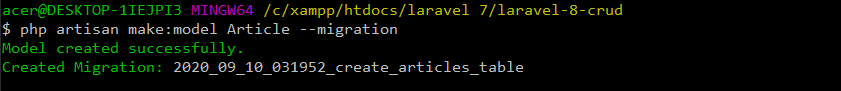 Create a Model and Migration For Article