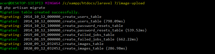 Migrate Tabels