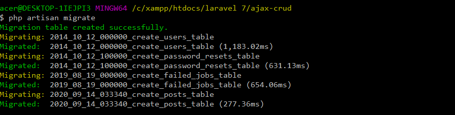 Migrate Tables