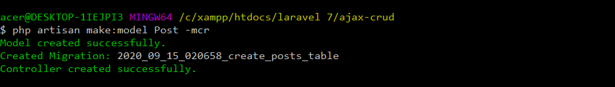 Create Model, Migration, Controller with Resource