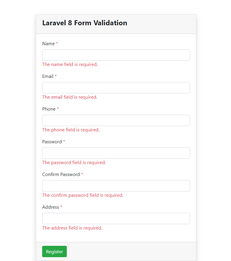 Laravel 8 Form Validation Tutorial With Registration Form