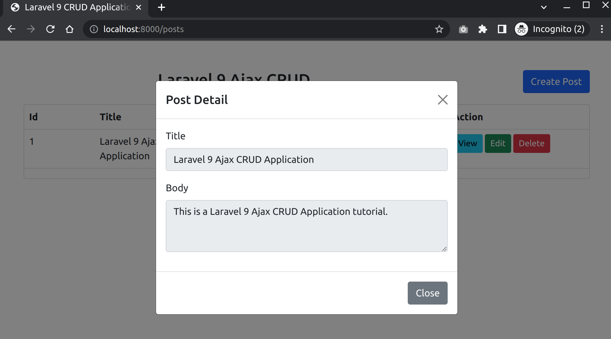 How To Create A CRUD Application Using Ajax In Laravel 9