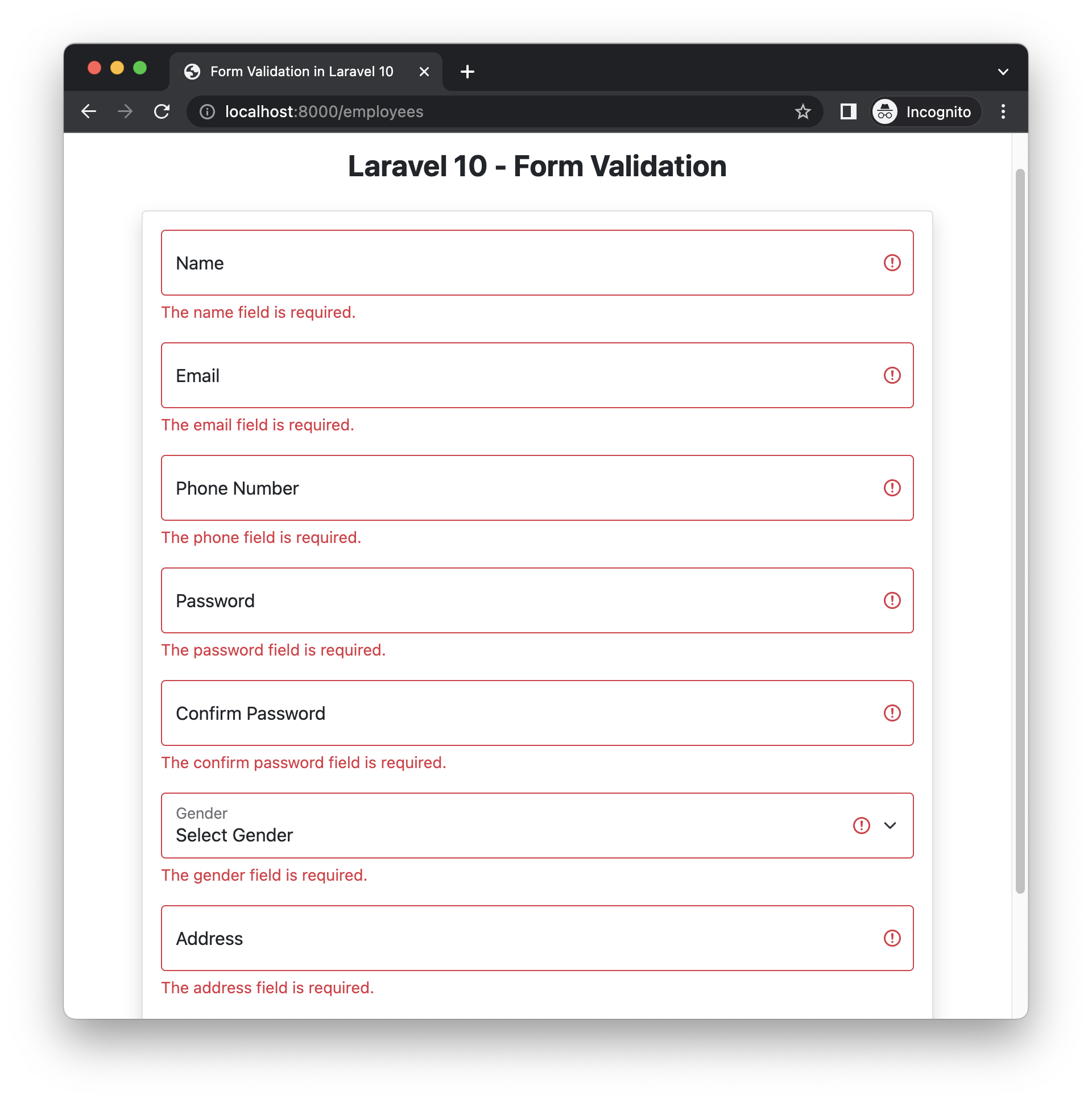 How To Validate A Form Using Form Validator In Laravel 10