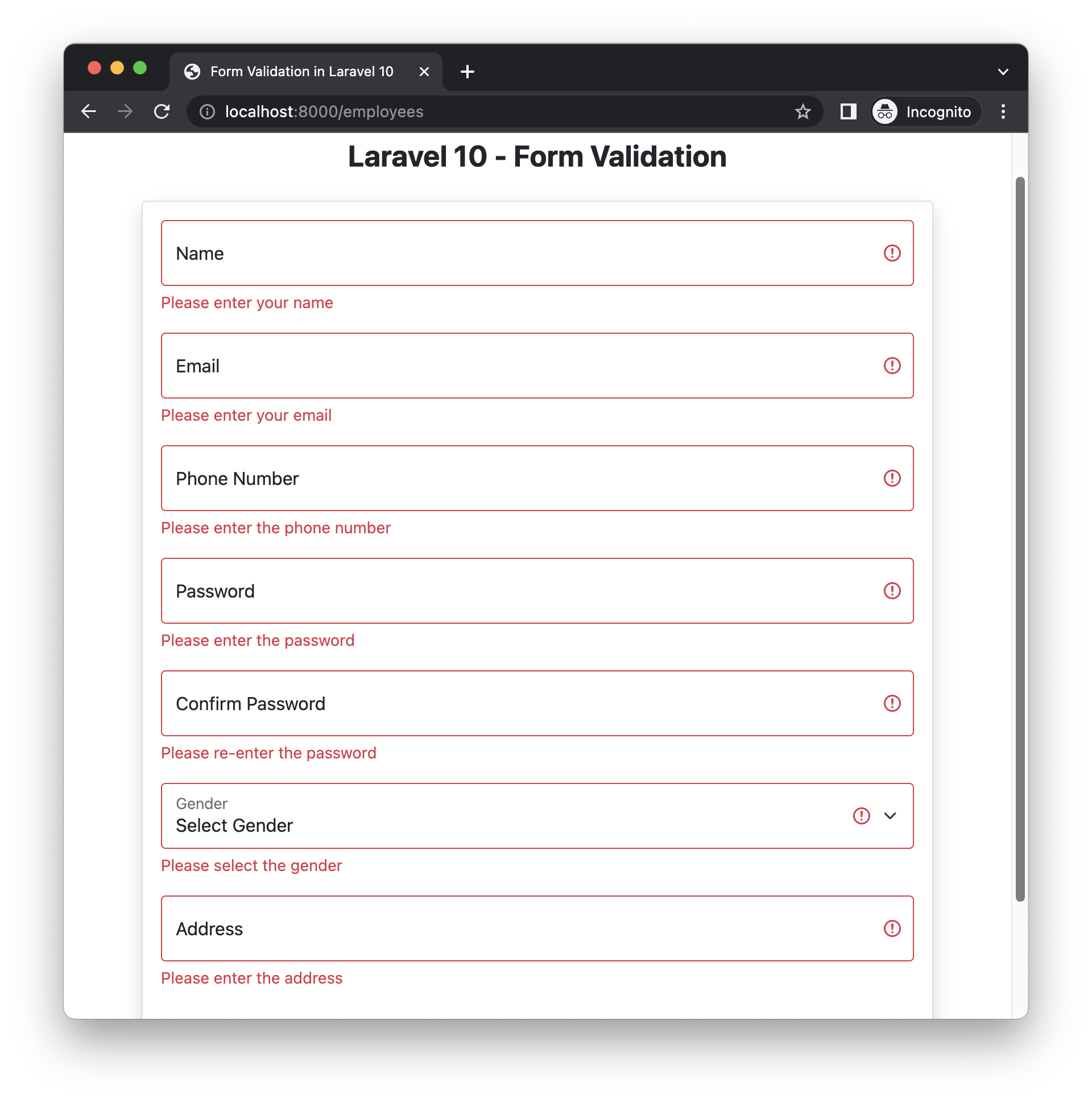 How To Validate A Form Using Form Validator In Laravel 10